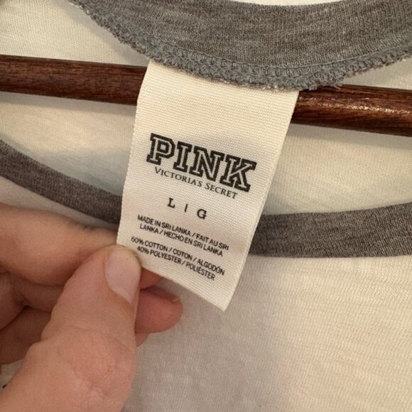 Secret Women's Raglan Sleeve Top - Gray and White Sz large - Picture 3 of 4